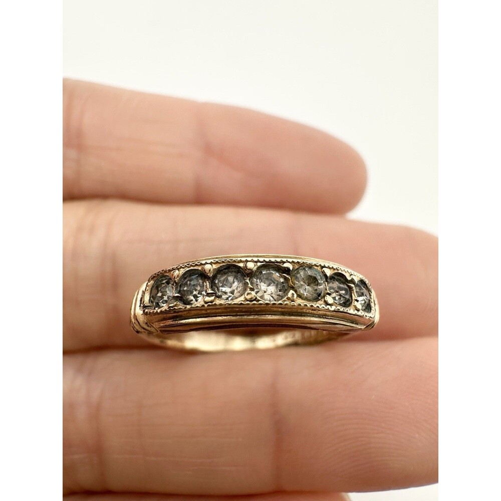 Vintage 14k Gold Plated Band Ring W Rhinestone Size 5.75